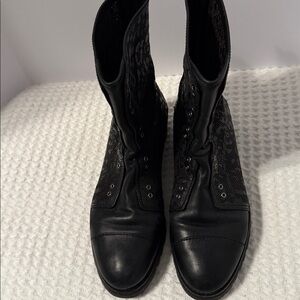 Authentic Jimmy Choo Leather Suede Low Heel Ankle Boot Black SZ 39/9